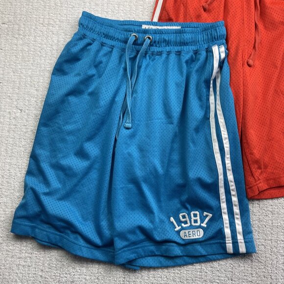 Lot x2 Aeropostale Mens Gym Shorts M Mesh Athletic Basketball drawstring - Picture 2 of 11